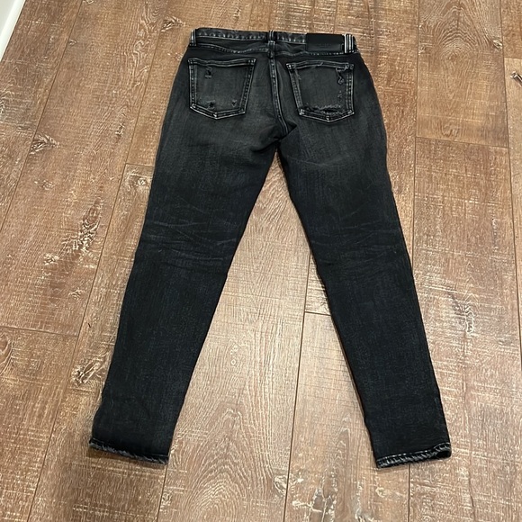 Moussy Vintage Lenwood Black Distressed Mid Rise Tapered Jeans - Picture 8 of 11